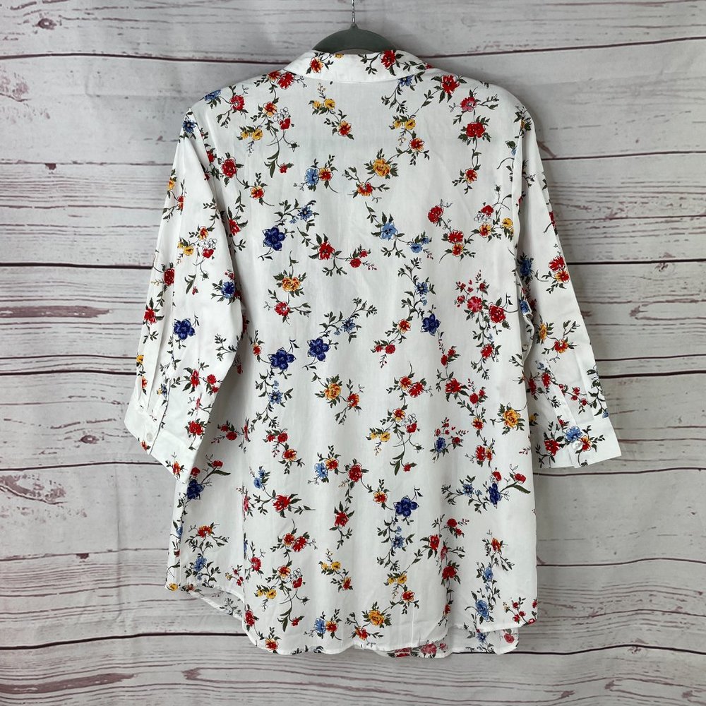 Woman Within Printed Three-Quarter Sleeve Shirt - Picture 9 of 11